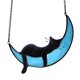 thumbnail image 1 of Gatos durmiendo en la luna vidriera colgando, gatos decorando regalos para los amantes de los gatos, 1 of 7