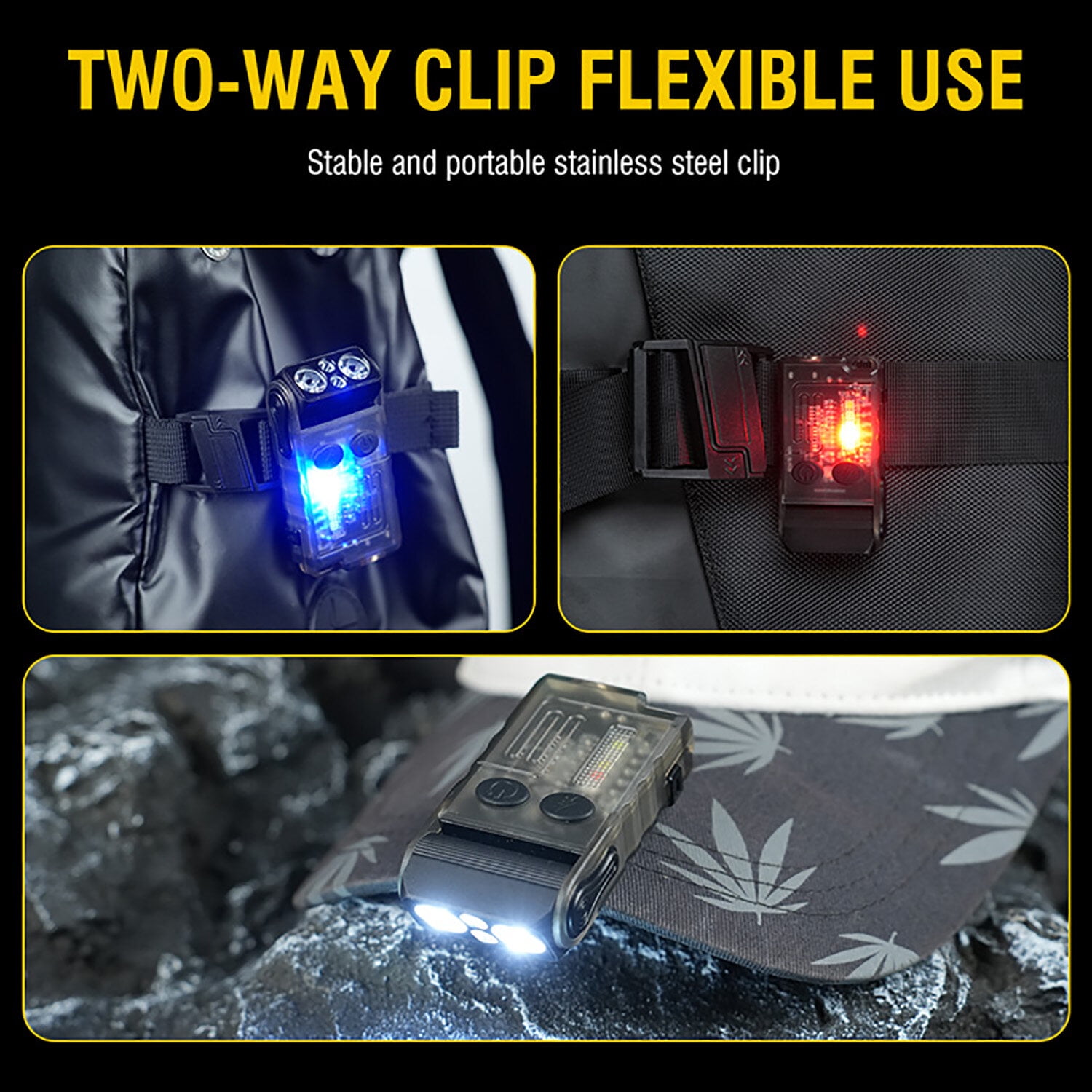 Small EDC Flashlight Powerful 1000 Lumens with Clip, Magnetic, 180 Degree Flashlights USB C Rechargeable, Waterproof Mini LED Pocket Keychain Flash Light Red Blue COB Light 13 Modes