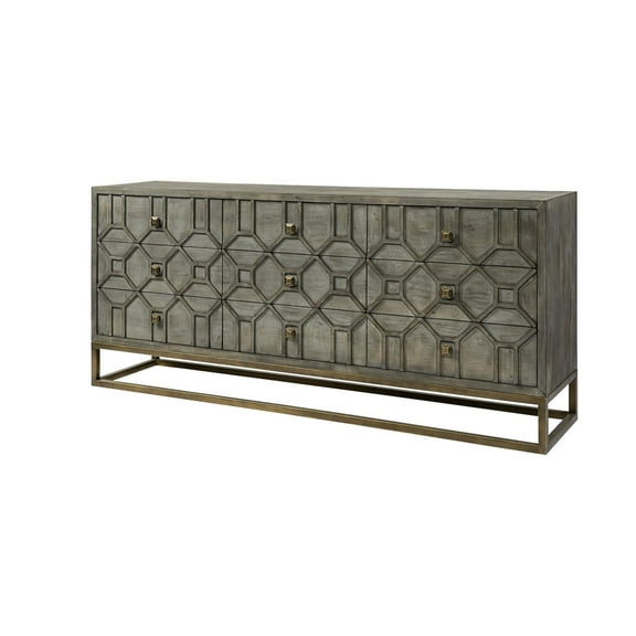 Mercana Genevieve II Solid Wood with Metal Base Sideboard in Brown and Gold