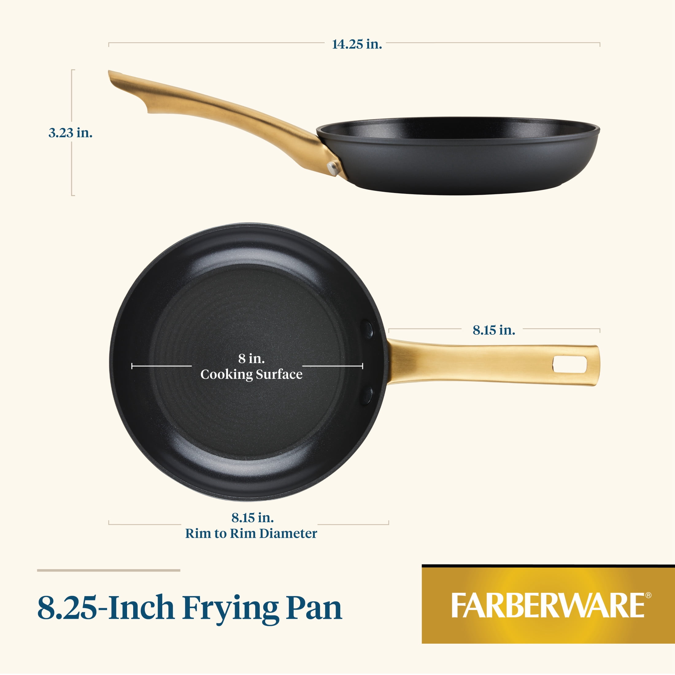 Farberware Forged Induction 8.25 Inch Ceramic Nonstick Frying Pan, Dishwasher Safe and Oven Safe to 500°F, Black