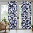 thumbnail image 6 of Retro Flower Outdoor Curtains for Patio Waterproof, Spring Abstract Dark Blue Floral Pattern Vintage Grommet Curtains for Porch Outside Privacy Drape for Gazebo Garden Pergola, 1 Panel, 54x108in, 6 of 9