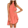 thumbnail image 1 of Vestido largo informal sin mangas con abertura para mujer: vestido largo de verano para la playa, corte A plisado, tallas S-XXL, 1 of 5