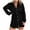 Black, variant on Maean Women's Casual V Neck Rompers Drawstring Button Long Sleeve Jumpsuit Wide Leg Loose Shorts for Work