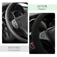 thumbnail image 2 of Elastic Steering Wheel Cover, 15"×15" Comfy Breathable Stretch Steering Wheel Protector, Ice-Silk Cloth Polyester Steering Wheel Cover for Men Women, Car Accessories, Black, 2 of 6