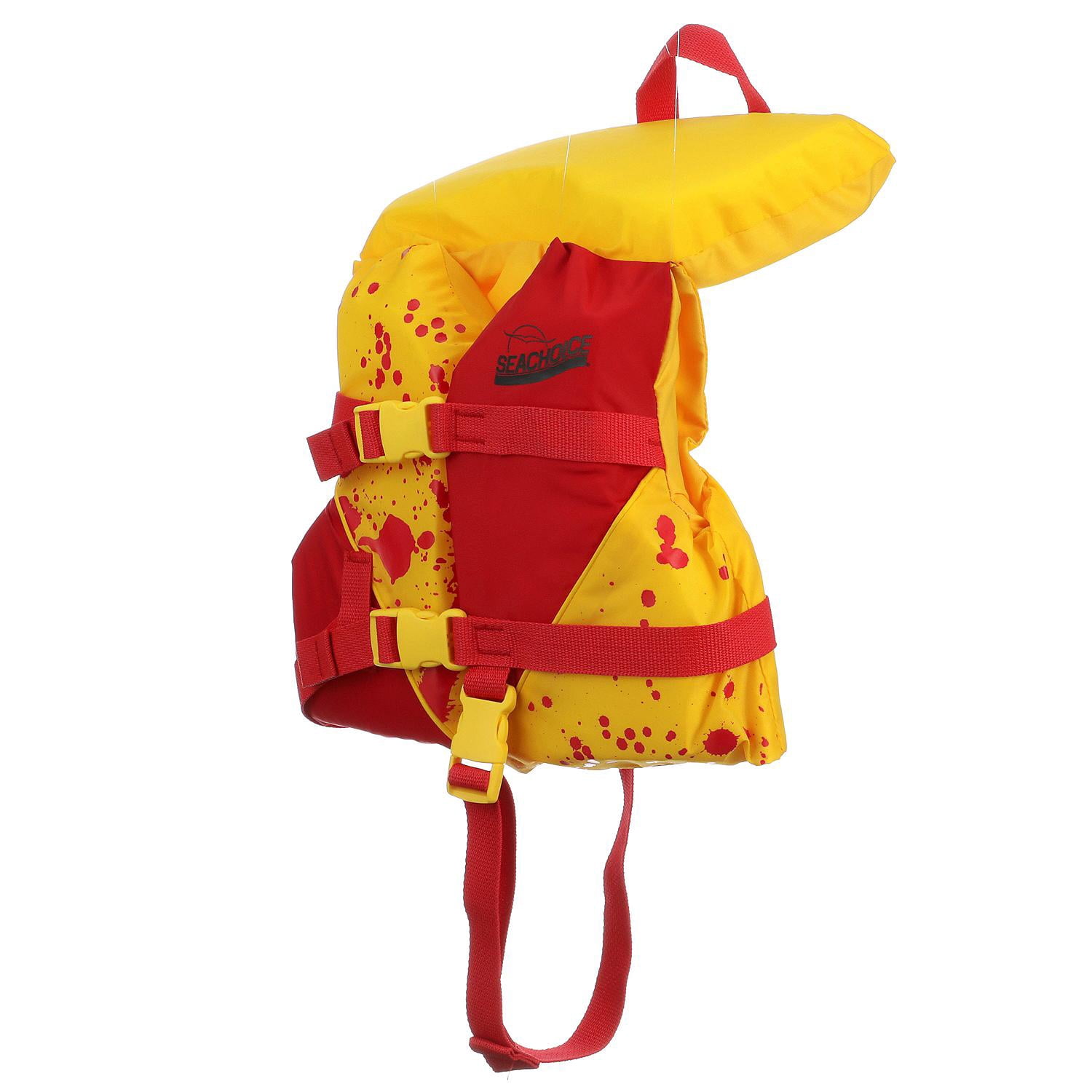 Seachoice Type II Deluxe Adjustable Boat Vest w/ Grab Handle, Bright Yellow and Red, Infant, Up to 30 Lbs.