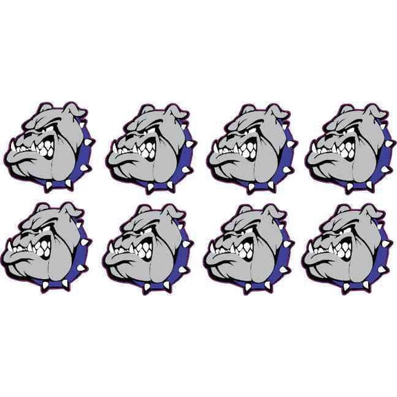 [8x] 1in x 1in Blue Collared Bulldog Mascot Stickers School Team