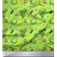 thumbnail image 1 of Soimoi Green Georgette Viscose Fabric Mix Fruits Print Sewing Fabric Yard 42 Inch Wide, 1 of 3
