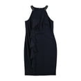 thumbnail image 1 of Ralph Lauren Womens Ruffled Embellished Sheath Dress navy 12, 1 of 1