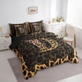 thumbnail image 2 of Manfei Kawaii Bow Letter D Monogrammed Bedding Comforter Set 7 Pieces,Vintage Cheetah Print Alphabet Full Bedding Set,Black Reversible,Luxury Bedroom Decor, 2 of 7