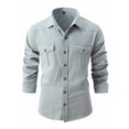 thumbnail image 1 of Blusa y camisa de manga larga con cuello vuelto para hombre, holgada, con solapa y botones, deportiva, de manga larga y solapa., 1 of 8