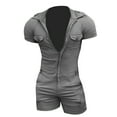 thumbnail image 1 of VBARHMQRT Bandeau Bra Top Black with Hooded Jumpsuit Men's Zipper Summer Shorts Jumpsuit Short Sleeved Intimates 3829, 1 of 6
