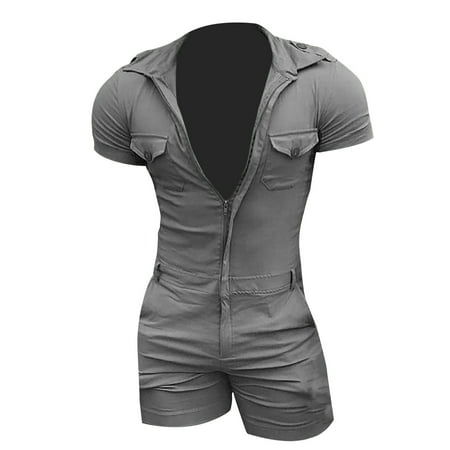 Yuhangmm With Hooded Jumpsuit Men s Zipper Summer Shorts Jumpsuit Short Sleeved Push up Lingerie for Women Sexy plus Size