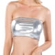 thumbnail image 2 of Top de tubo brillante sin breteles para mujer, traje de escenario, pecho envuelto, charol, Top de tubo de Color sólido, 2 of 5
