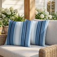 thumbnail image 3 of 16x16 Pillow Covers Set of 2, Navy Blue Ombre Stripe Square Throw Pillow Covers for Couch/Sofa/Living Room, Farmhouse Simple Striped Decorative Soft Pillowcases for Couch Throw Pillows, 3 of 9