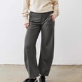 thumbnail image 6 of UZMOG Pants for Women, Barrel Pants Women Elastic Waist Tapered Leg Baggy Mid Rise Travel Work Casual Trousers Lounge Pants with Pockets, 6 of 8