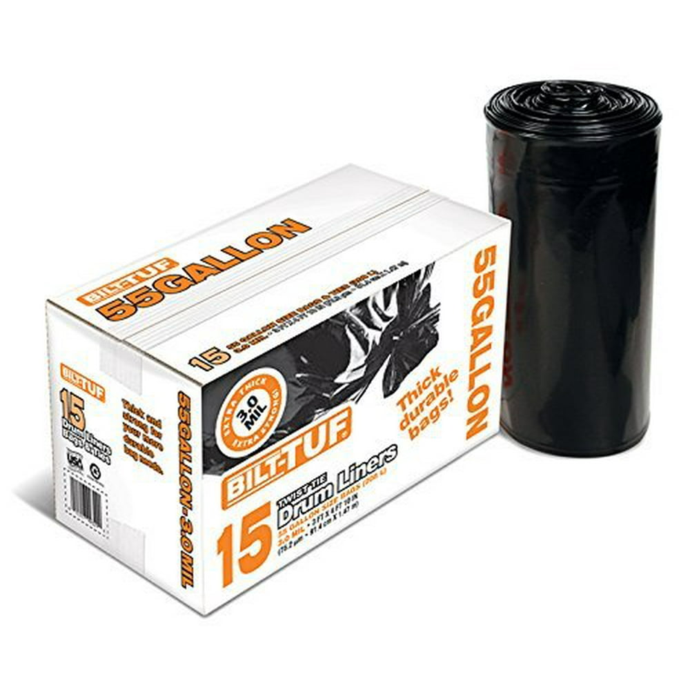 Contractor Trash Bags 55 Gallon Drum Liner Flat Cut Top Superior