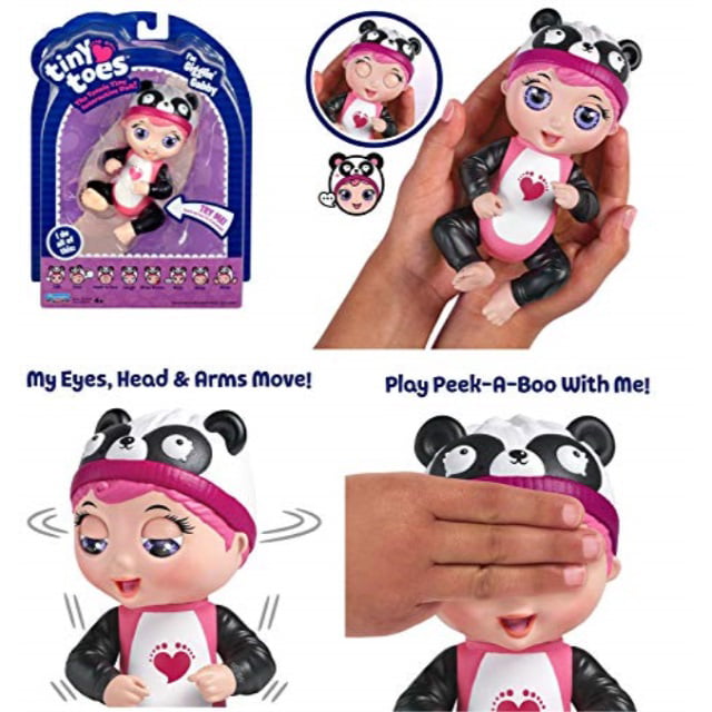 Panda Tiny Toes are Teenie Tiny Dolls That Comes to Life in The Palm of Your Hand! Playmates Tiny Toes Giggling Gabby 