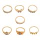thumbnail image 5 of Juego de 7 anillos con incrustaciones de diamantes de imitación, anillos retro, adornos de moda para los dedos (dorados), 5 of 7