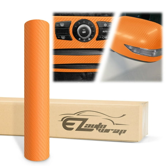 4D Carbon Fiber Orange Semi Gloss Car Vinyl Wrap Sticker Decal Film Sheet Air Release