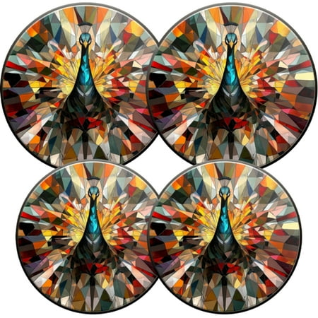 

Electric Stove Burner Covers 4 Pcs Round Gas Burner Cover 8 and 10 Inch Geometric Peacock in Radiant Mosaic