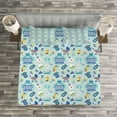 thumbnail image 3 of Ambesonne Cartoon Quilted Bedspread Set 3 Pcs, Crestcent Moon with Stars, Queen Size, Pale Violet Blue Yellow, 3 of 3