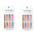 thumbnail image 5 of Glossy Colorful Fake Nails, Coffin Long Press On Nails With Gradient Full Cover For Women And Girls, Acrylic Nails In Rainbow Ombre, 12 Different Sizes Included, 5 of 7