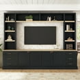thumbnail image 2 of 102" Modern Large TV Stand with Bookshelves for TVs Up to 75", Farmhouse 4-Piece Entertainment Center Wall Unit with Adjustable Shelf & 6 Drawers for Living Room, Black, 2 of 9
