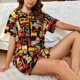 thumbnail image 4 of Fotbe Cars Conjunto de Pijama Estampado para Mujer, 2 Piezas, Ropa de Dormir con Camiseta de Manga Corta y Shorts Suaves-Small, 4 of 6