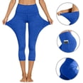 thumbnail image 6 of VV AVEORS Capri Leggings For Women Summer Stretch Capris High Waisted Pant Quick Dry Soft Workout Yoga Pants With Pockets Plus Size Blue S, 6 of 6