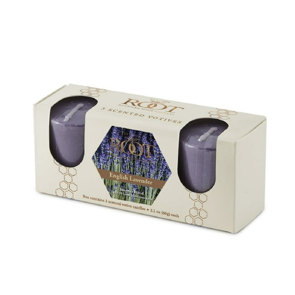 ROOT Candles Scented 20 Hr. Votive, English Lavender, box of 3 ea