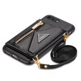 thumbnail image 4 of Dteck Card Holder Wallet Zipper Back Case for Apple iPhone 7 Plus 5.5-inch,iPhone 8 Plus Shockproof Rubber Silicone Leather Card Pocket Hybrid Kickstand Cover with Cross Body Shoulder Strap,Black, 4 of 8