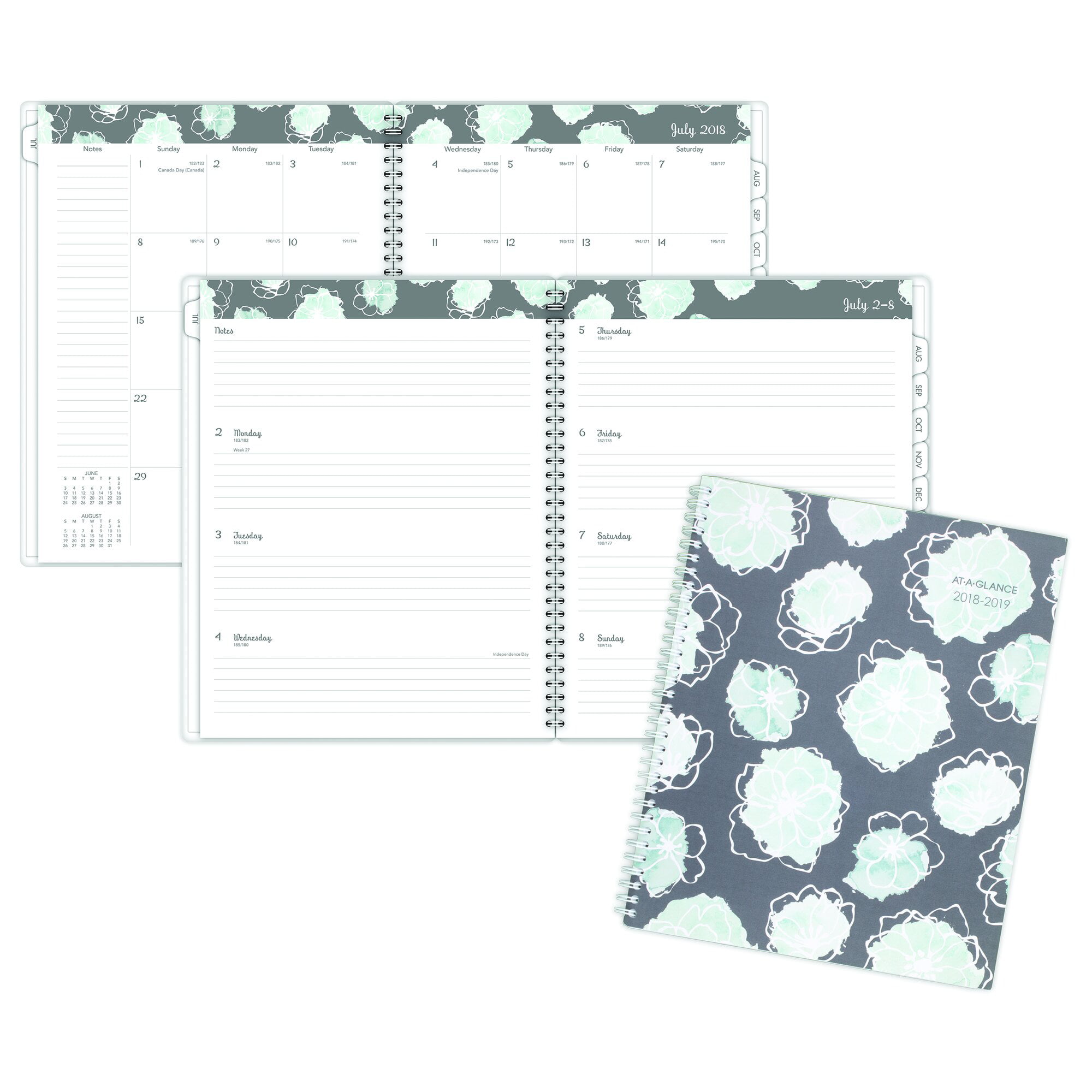 8-1/2 x 11 Garden Party Large 150-905A AT-A-GLANCE 2018-2019 Academic Year Weekly & Monthly Planner 