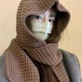 thumbnail image 5 of ievspot Knit Hat with Integrated Scarf Headwear Wrapped Design Hat Ear Protection Photography Hat Reversible Scarf Outdoor Cap, 5 of 7