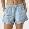 thumbnail image 2 of vigerkar Women's Casual Striped Shorts Elastic High Waisted Straight Leg Lounge Bottoms with Pockets Blue, XL, 2 of 5