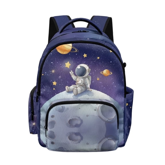 Xoenoiee Astronaut Planet Star Print Kids School Backpack Heavy Duty Schoolbag Travel Casual Daypack Teens Boys Back to School Gifts 17 Inch Bookbag Middle School Students Rucksack