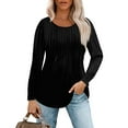 thumbnail image 5 of LHVUOA Tunics for Women Dressy Casual Blouses Pleated Scooped Neck Tunic Tops Solid Color Plus Size Tees, 5 of 5