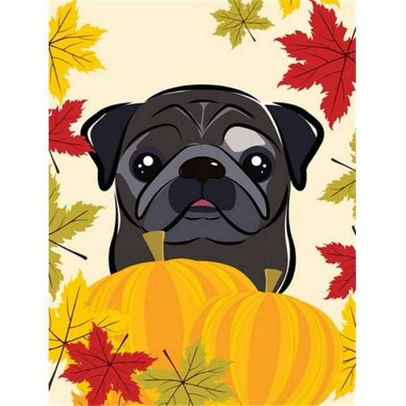 Black Pug Thanksgiving Flag Garden