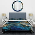 thumbnail image 3 of Designart "Golden and Azure Geode Marble IV" Abstract Marble Bedding Covert Set - Modern Blue Abstract Bed Set With 1 Sham, 3 of 6