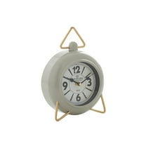 DecMode 9" Gray Metal Clock with Gold Accents