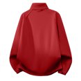 thumbnail image 3 of Women's Fashionable Casual Plus Size Coat - Long Sleeve, Thickened Fleece Lined, Stand-Up Collar, Red, XL, 3 of 5