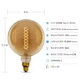 thumbnail image 3 of Feit G63 E26 (Medium) Filament LED Bulb Amber White 60 Watt Equivalence 1 pk, 3 of 5