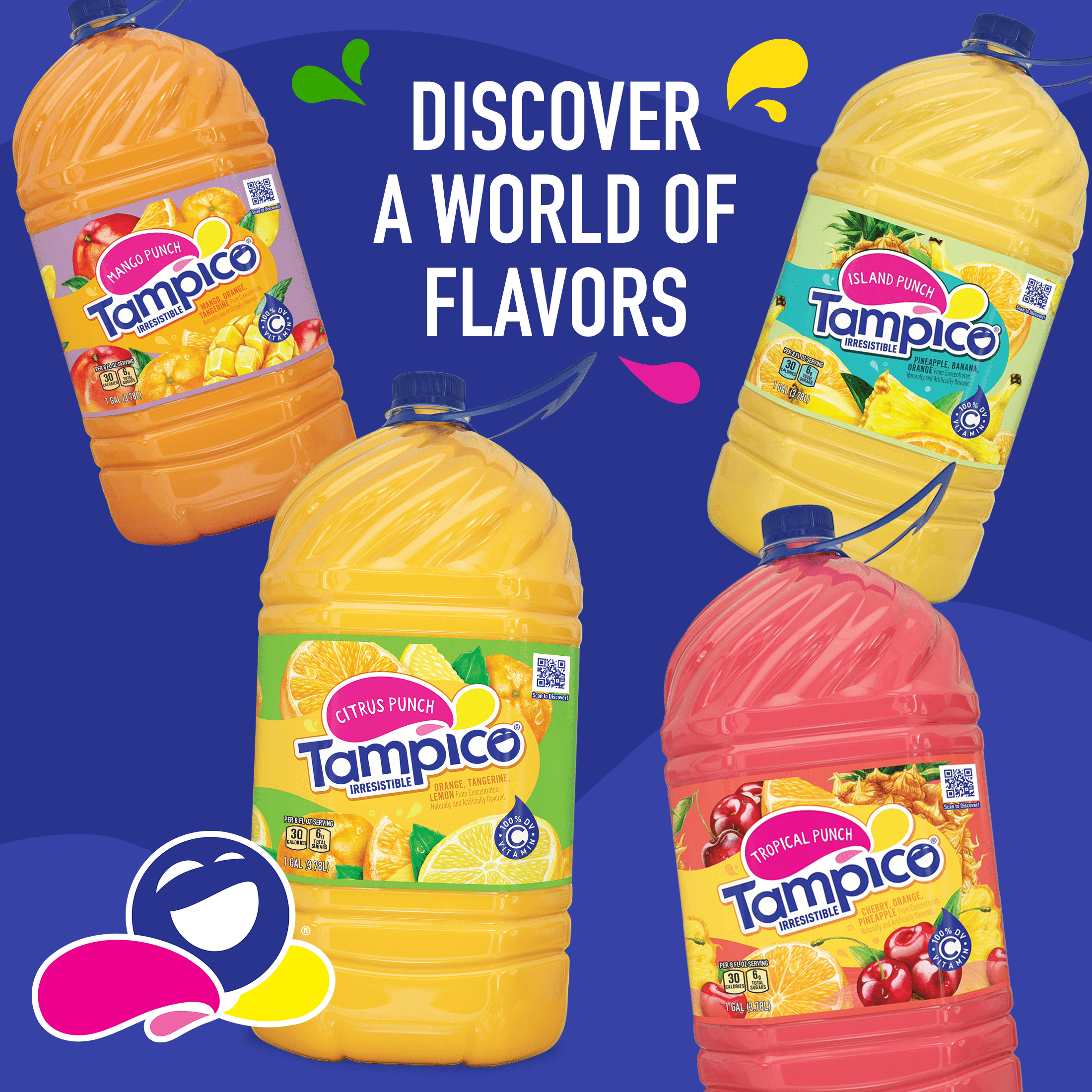 (2 pack) Tampico Citrus Punch, Orange Tangerine Lemon Juice Drink 1 Gallon
