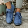 thumbnail image 4 of Bnwani Womens Boots New Fashion Pile Flat Ankle Casual Solid Suede Boot Blue Size 5.5, 4 of 7