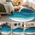 thumbnail image 5 of Teal Turquoise Waves Round Area Rug 3 FT,Small Kitchen Bathroom Mats,Ombre Coastal Ocean Water Abstract Washable Indoor Outdoor Throw Runner Carpet Non-Shedding Doormat for Table Shower Sofa Entryway, 5 of 8