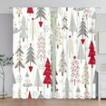 thumbnail image 1 of Oliegs Couverture Rideaux Imprimés des Fêtes 2 Rideaux Plats 2D Imprimés Rouges de Noël avec Flocons de Neige et Branches pour Chambre Salon Fête des Fêtes, 1 of 4