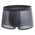 thumbnail image 5 of sunsanly Men Summer Underwear Mid-rise Wide Elastic Waistband Boxer Briefs U-convex Thin Ice Silk Mesh Shorts Panties Underpants, 5 of 7