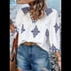 thumbnail image 4 of Blusas Casuales de con Cuello en V y Estampado Floral para Mujer, Blusas Bohemias de Verano con Mangas 3/4. Azul XXL, 4 of 8