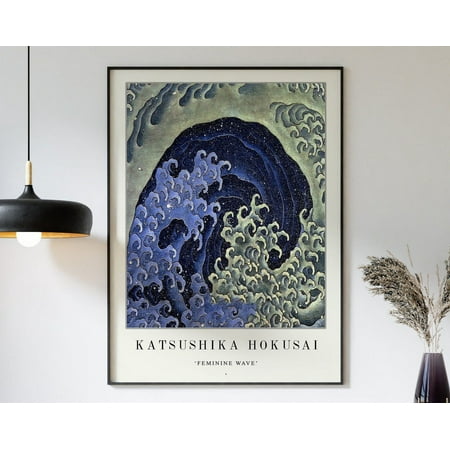 Katsushika Hokusai Poster, Japanese Wall Print, Japanese Decor, Feminine Wave, Asian Decor, Japanese Gift, Abstract Wall Art, Modern Wall Decor, 24x36 UNFRAMED