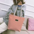 thumbnail image 3 of Women Tote Bag Rope Handle Large Capacity Waterproof Canvas Colorful Strip Female Shopping Tote Handbag Daily Use, 3 of 11