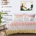 thumbnail image 3 of 3 Piece Colorful Stripe Duvet Cover Set Twin Size,Microfiber Comforter/Quilt Cover with Corner Ties and 2 Pillowcases,Modern Pink Red Yellow Vertical Striped All Season Bedding with Zipper Closure, 3 of 8
